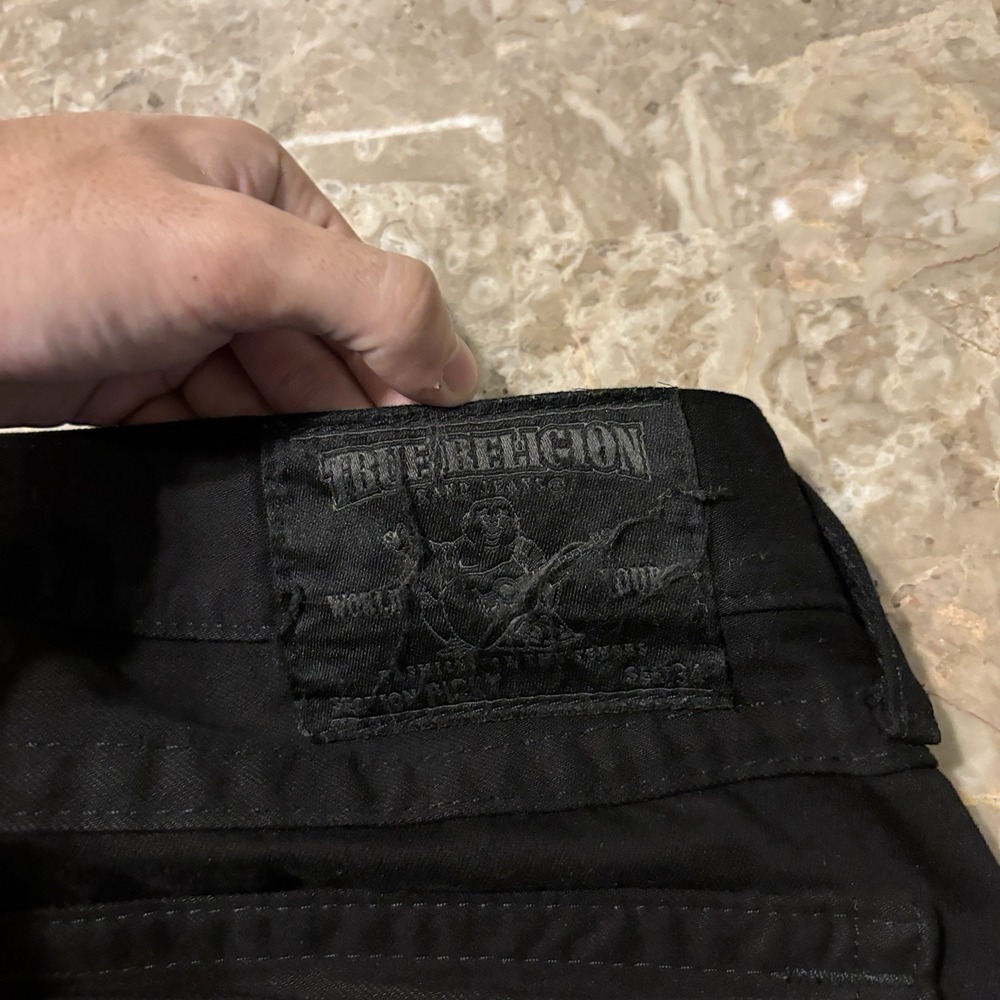 True Religion Jeans Mens 34 (fits 36x31) Black Ricky Straight Flap Pocket Denim - Picture 14 of 15